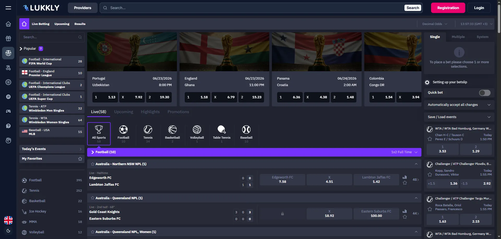 Lukkly Casino sports betting markets and live betting 2026
